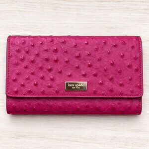Kate Spade New York Riverside Ostrich Phoenix Travel Wallet Merlot NWT